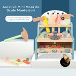 Jucarii, Copii si Bebe - Jucarii si jocuri - Jucarii & jocuri educative - Jucarii interactive - Mini masa de unelte Montessori AURALIV din lemn, unelte incluse, lemn natural, 3 ani - Infinity.ro