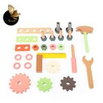 Jucarii, Copii si Bebe - Jucarii si jocuri - Jucarii & jocuri educative - Jucarii interactive - Mini masa de unelte Montessori AURALIV din lemn, unelte incluse, lemn natural, 3 ani - Infinity.ro