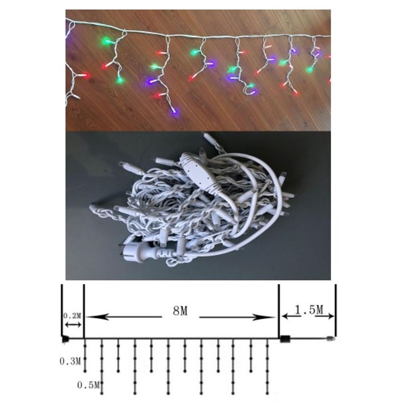 Casa si Gradina - Decoratiuni - Decoratiuni de sezon - Instalatie de Craciun, 8 m, Perdea franj cu Flash Alb Cald, 160 leduri, SDX P9107WW - Infinity.ro