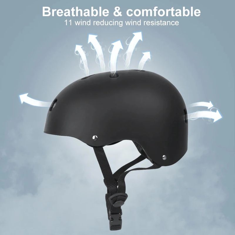 Sport si Outdoor - Echipament Sportiv - Accesorii echipament sportiv - Casti de protectie - Casca de Protectie pentru Trotineta si Bicicleta, Ventilatie, Sistem Reglabil, Ultra-Usoara, Marimea L, Negru - Infinity.ro