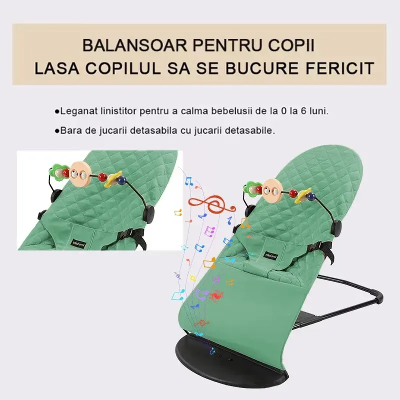 Casa si Gradina - Mobilier - Mobilier copii - Balansoare, leagane si hamace - Scaun de dormit pentru bebelusi din plastic durabil ABYZ leagan balansoar potrivit pentru varsta 0-12 luni verde deschis - Infinity.ro