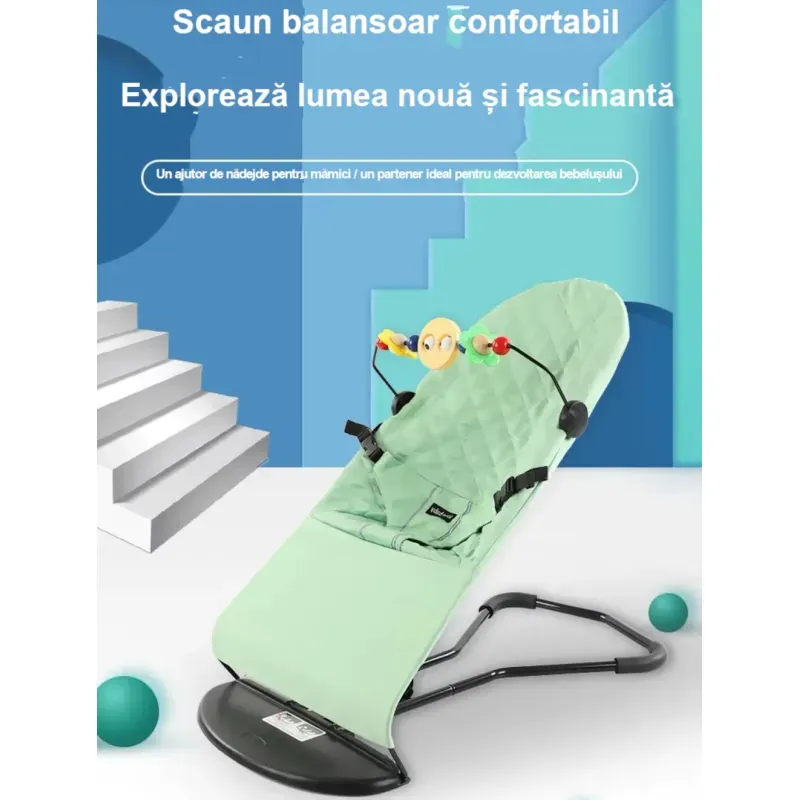 Casa si Gradina - Mobilier - Mobilier copii - Balansoare, leagane si hamace - Scaun de dormit pentru bebelusi din plastic durabil ABYZ leagan balansoar potrivit pentru varsta 0-12 luni verde deschis - Infinity.ro