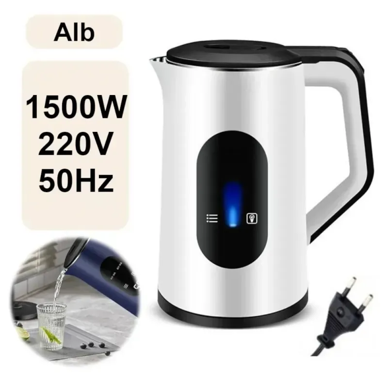 Electronice si Electrocasnice - Electrocasnice bucatarie - Preparare bauturi - Fierbatoare de apa - Fierbator electric portabil de 3L, ABYZ aparat de bucatarie de uz casnic, oprire automata digitala inteligenta alb - Infinity.ro