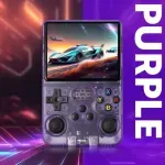 PC, gaming si accesorii - Gaming - Console gaming - Consola Retro R36S ABYZ Portabila, Quad Core Cortex-A53, 64GB, Ecran IPS 3.5", Mov Transparent, 15.000+ Jocuri - Infinity.ro
