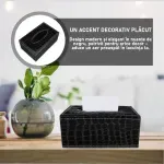 Casa si Gradina - Mobilier - Organizare si depozitare - Cutii depozitare - Cutie pentru Servetele, Piele Ecologica, dimensiuni 24x12x8,5cm, culoare Negru Lucios ABYZ - Infinity.ro