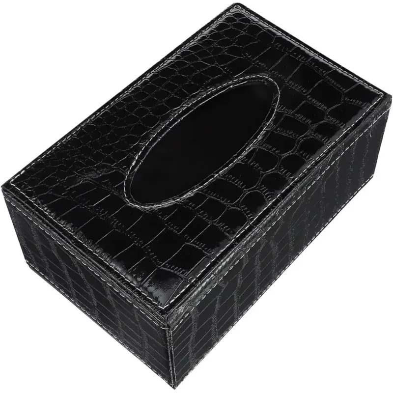 Casa si Gradina - Mobilier - Organizare si depozitare - Cutii depozitare - Cutie pentru Servetele, Piele Ecologica, dimensiuni 24x12x8,5cm, culoare Negru Lucios ABYZ - Infinity.ro