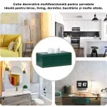 Casa si Gradina - Mobilier - Organizare si depozitare - Cutii depozitare - Cutie pentru Servetele, Piele Ecologica, dimensiuni 24x12x8, 5cm, culoare Verde ABYZ - Infinity.ro