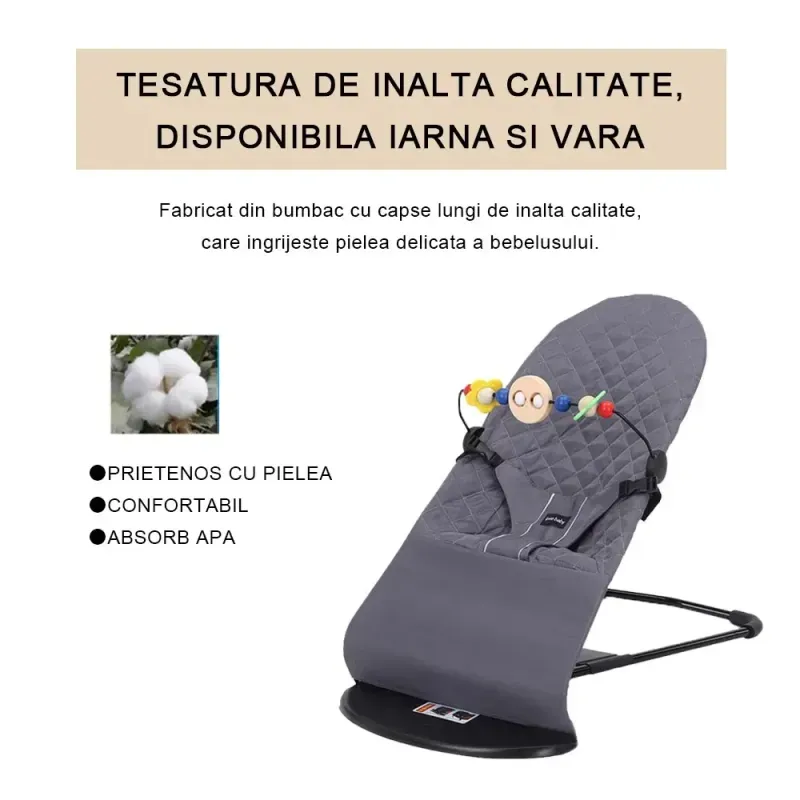 Casa si Gradina - Mobilier - Mobilier copii - Balansoare, leagane si hamace - Scaun de dormit pentru bebelusi din plastic durabil ABYZ leagan balansoar potrivit pentru varsta 0-12 luni gri - Infinity.ro
