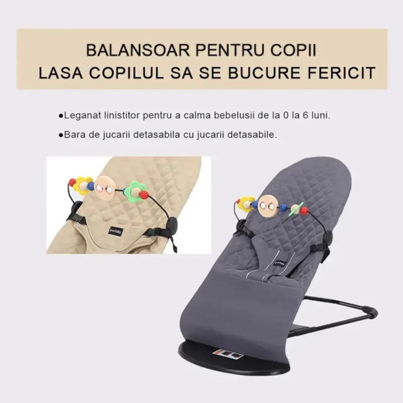 Casa si Gradina - Mobilier - Mobilier copii - Balansoare, leagane si hamace - Scaun de dormit pentru bebelusi din plastic durabil ABYZ leagan balansoar potrivit pentru varsta 0-12 luni gri - Infinity.ro