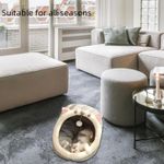 Petshop - Accesorii petshop - Culcusuri si custi - Culcusuri si saltele - Culcus pentru pisici tip casuta Brivoo, gri, M 30x30x31 cm, design cu urechi de pisica, confortabil si modern - Infinity.ro