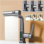 Casa si Gradina - Sanitare - Chiuveta bucatarie si accesorii - Baterii bucatarie - Baterie baie / bucatarie BRIVOO AquaSpa, dus extractibil, Display LED temperatura, 3 moduri curgere apa, corp metal - Infinity.ro