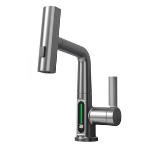 Baterie baie / bucatarie BRIVOO AquaSpa, dus extractibil, Display LED temperatura, 3 moduri curgere apa, corp metal