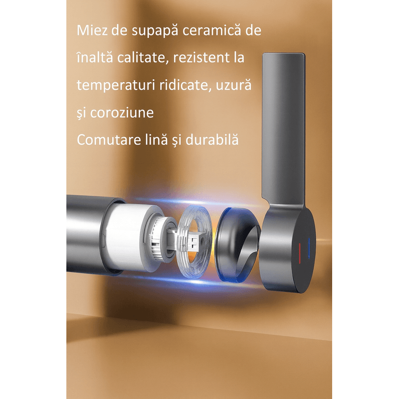 Casa si Gradina - Sanitare - Chiuveta bucatarie si accesorii - Baterii bucatarie - Baterie baie / bucatarie BRIVOO AquaSpa, dus extractibil, Display LED temperatura, 3 moduri curgere apa, corp metal - Infinity.ro