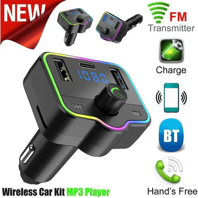 Auto si Moto - Electronice auto - Multimedia auto - Modulator FM Auto M46 Bluetooth 5.0 cu Telecomanda, Dual USB + USB-C, Incarcare Rapida, Compatibil 12V-24V, Brivoo® - Infinity.ro