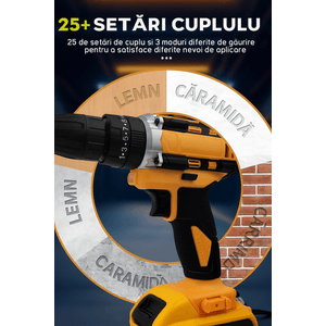 Autofiletanta Brivoo® 36V cu 2 acumulatori Li-Ion 2Ah, 30 accesorii, valiza transport, 1700 RPM, cuplu 30 Nm, 2 viteze