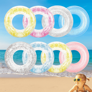 Colaci Inot pentru Copii cu Sclipici – Inel Gonflabil Piscina/Plaja, 6 Culori, 60 cm, Brivoo®