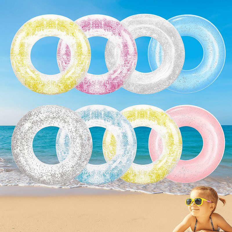 Jucarii, Copii si Bebe - Jucarii si jocuri - Jucarii de exterior - Colaci, ochelari si accesorii inot copii - Colaci Inot pentru Copii cu Sclipici – Inel Gonflabil Piscina/Plaja, 6 Culori, 60 cm, Brivoo® - Infinity.ro