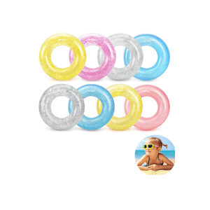 Colaci Inot pentru Copii cu Sclipici – Inel Gonflabil Piscina/Plaja, 6 Culori, 60 cm, Brivoo®