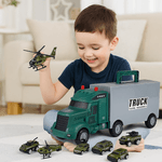 Jucarii, Copii si Bebe - Jucarii si jocuri - Jucarii de rol - Arme de jucarie - Set Camion Militar cu 7 Piese, Mini Vehicule, Covoras de Joaca, Sunet si Lumina, Jucarie pentru Copii 8–12 ani, Brivoo® - Infinity.ro