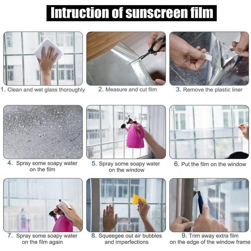 Casa si Gradina - Constructii - Ferestre si accesorii - Accesorii ferestre - Folie protectie solara geamuri 75x200 cm, cu efect oglinda, protectie UV si infrarosu, anticaldura - Infinity.ro