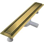 Casa si Gradina - Constructii - Materiale constructii - Sisteme de scurgere - Rigola de dus 90 cm, inox auriu, slim, cu sifon 360°, filtru par, debit 40l/min, montaj reglabil, design premium - Infinity.ro