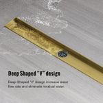 Casa si Gradina - Constructii - Materiale constructii - Sisteme de scurgere - Rigola de dus 90 cm, inox auriu, slim, cu sifon 360°, filtru par, debit 40l/min, montaj reglabil, design premium - Infinity.ro