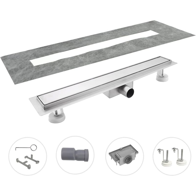 Casa si Gradina - Constructii - Materiale constructii - Sisteme de scurgere - Rigola de dus 110 cm inox, slim cu sifon si filtru par, pentru pardoseala extra flat, scurgere rapida 40l/min - Infinity.ro