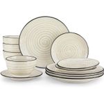 Casa si Gradina - Bucatarie si vesela - Vesela si tacamuri - Farfurii si boluri - Set 12 piese vesela ceramica, pentru 4 persoane, farfurii si boluri, cu model spirals, rezistent si usor de curatat - Infinity.ro