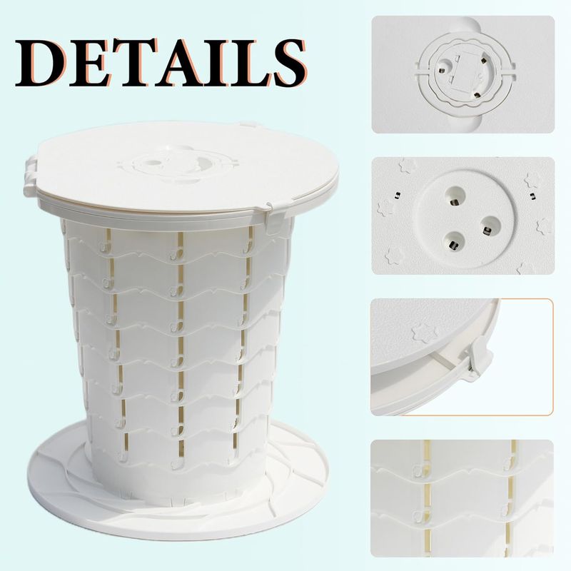 Sport si Outdoor - Camping - Mobilier pentru camping - Alte piese de mobilier pentru camping - Toaleta portabila pliabila pentru camping cu saci inclusi, rezistenta 150 kg, cu husa transport si accesorii, alba - Infinity.ro