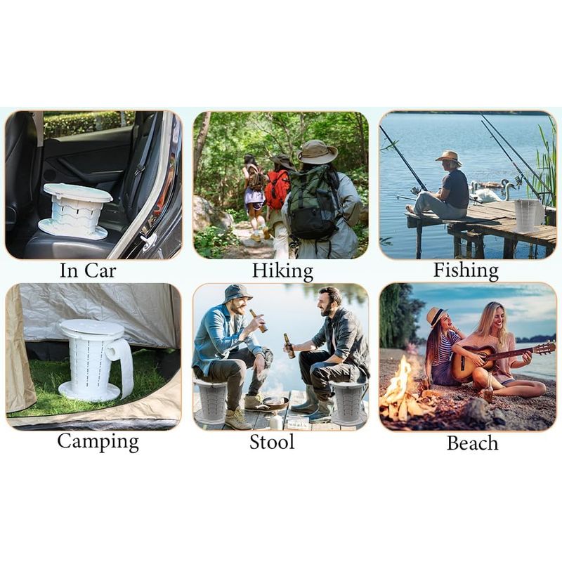 Sport si Outdoor - Camping - Mobilier pentru camping - Alte piese de mobilier pentru camping - Toaleta portabila pliabila pentru camping cu saci inclusi, rezistenta 150 kg, cu husa transport si accesorii, alba - Infinity.ro