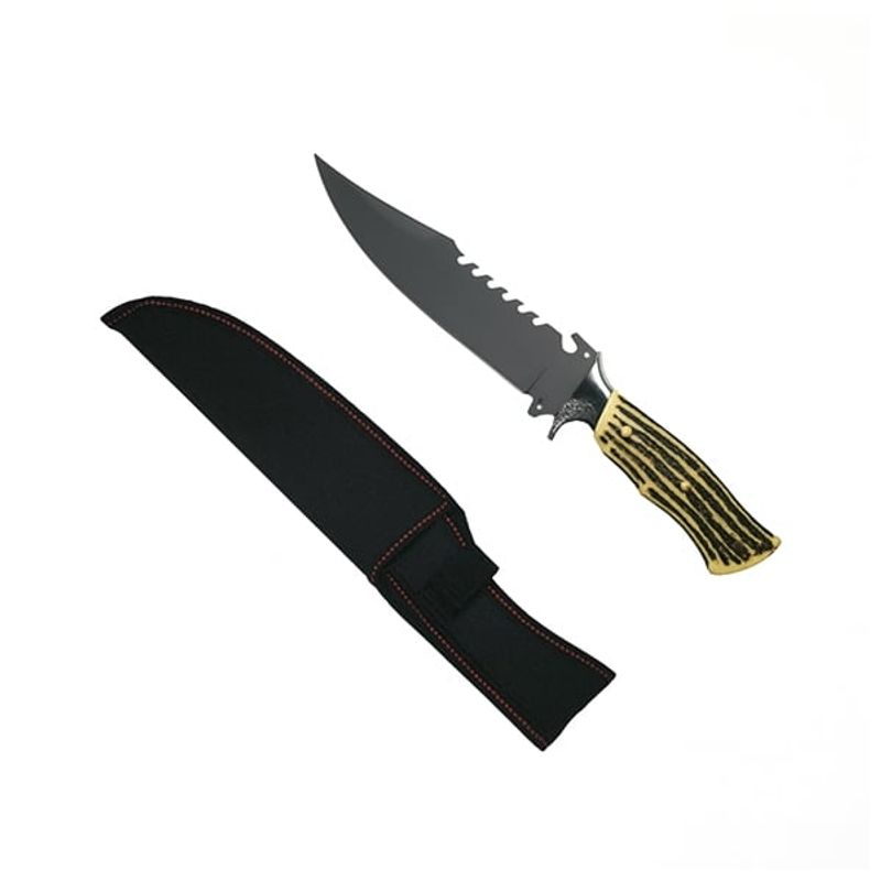 Sport si Outdoor - Camping - Cutite, bricege si accesorii - Cutite si bricege - Cutit vanatoare, lama otel zimtata, DEPOX®, 30 cm, teaca inclusa - Infinity.ro