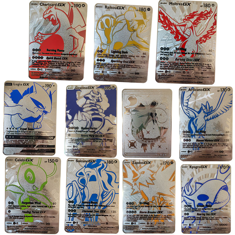 Jucarii, Copii si Bebe - Jucarii si jocuri - Jucarii & jocuri educative - Jucarii interactive - Set doua pachete cartonase Pokemon Gold GTX si Silver GTX, editie de colectie, 55 bucati, aurii/argintii - Infinity.ro
