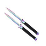 Sport si Outdoor - Camping - Cutite, bricege si accesorii - Cutite si bricege - Set doua bricege tip Stiletto, multicolor, deschidere manuala, lungime 33 cm, lama metalica - Infinity.ro