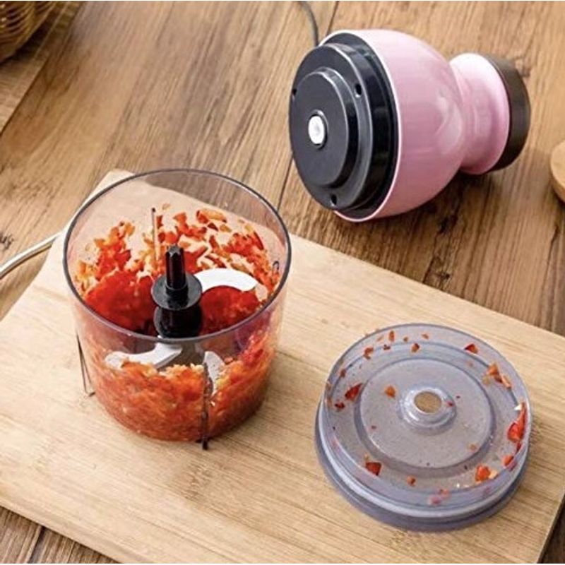Electronice si Electrocasnice - Electrocasnice bucatarie - Mixere, tocatoare & roboti de bucatarie - Blendere si mini tocatoare - Tocator QUATRE multifunctional pentru legume si fructe Roz 600 ml - Infinity.ro