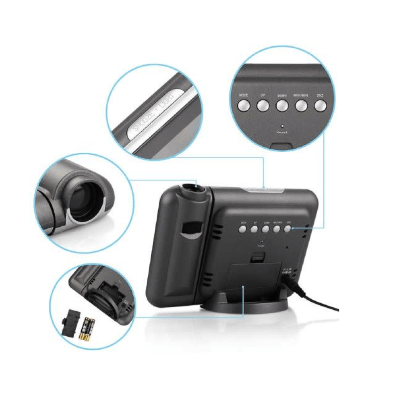 Casa si Gradina - Electrice - Ceasuri si statii meteo - Ceas Meteo 8190 cu calendar si higrometru ce proiecteaza ora pe tavan - Infinity.ro