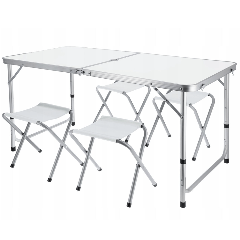 Sport si Outdoor - Camping - Mobilier pentru camping - Scaune camping - Set Masa plianta pentru camping gradina cu 4 scaune alb - Infinity.ro