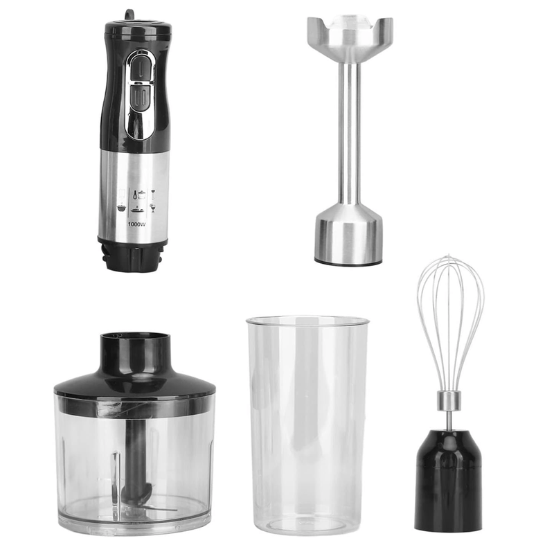 Electronice si Electrocasnice - Electrocasnice bucatarie - Mixere, tocatoare & roboti de bucatarie - Blendere si mini tocatoare - Set Blender de Mana 4 in 1 functie turbo 9 viteze putere 1500W SN 8004S - Infinity.ro