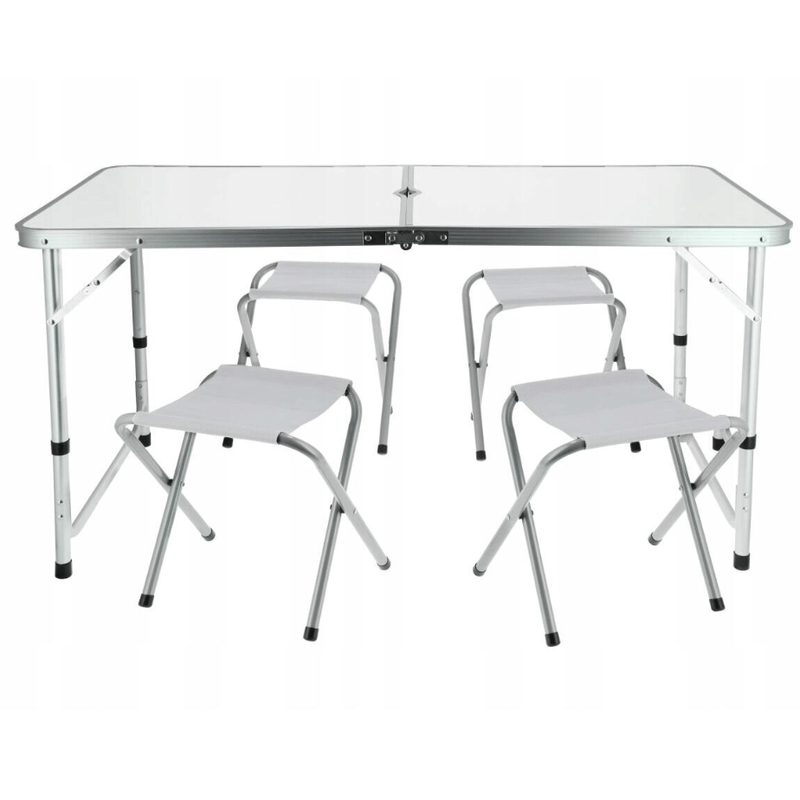 Sport si Outdoor - Camping - Mobilier pentru camping - Scaune camping - Set Masa plianta pentru camping gradina cu 4 scaune alb - Infinity.ro