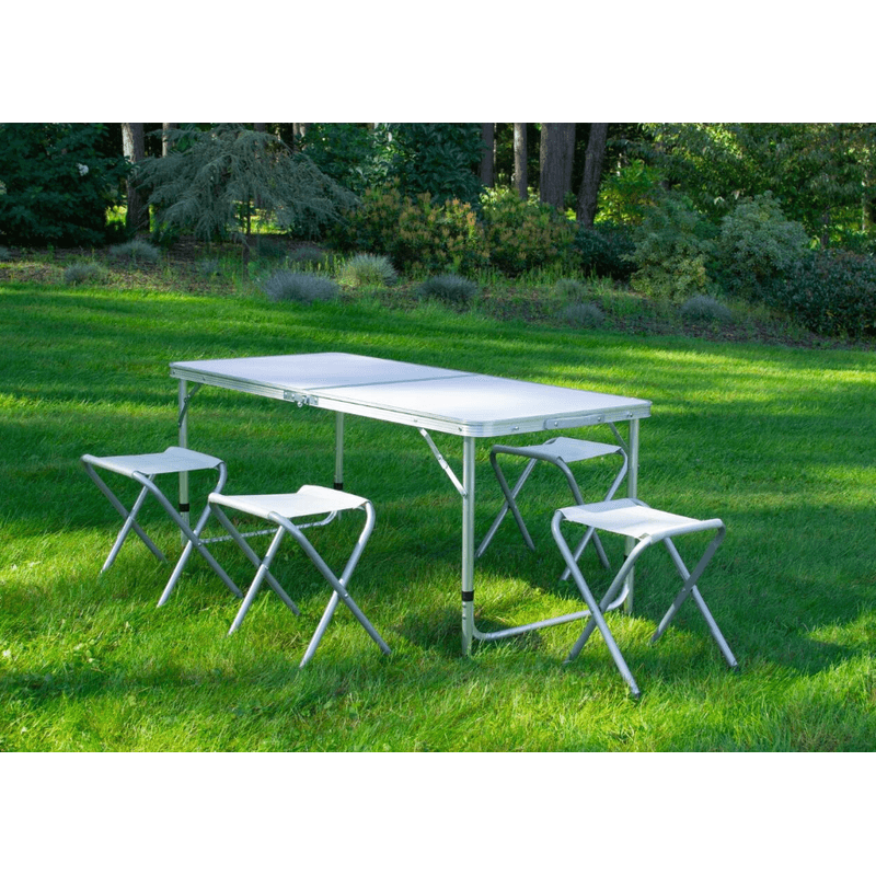 Sport si Outdoor - Camping - Mobilier pentru camping - Scaune camping - Set Masa plianta pentru camping gradina cu 4 scaune alb - Infinity.ro