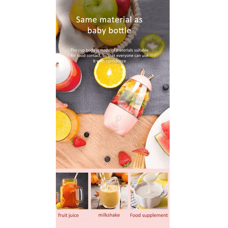 Electronice si Electrocasnice - Electrocasnice bucatarie - Mixere, tocatoare & roboti de bucatarie - Blendere si mini tocatoare - Blender electric cu acumulator portabil 330 ml USB 5V Q JU21 - Infinity.ro