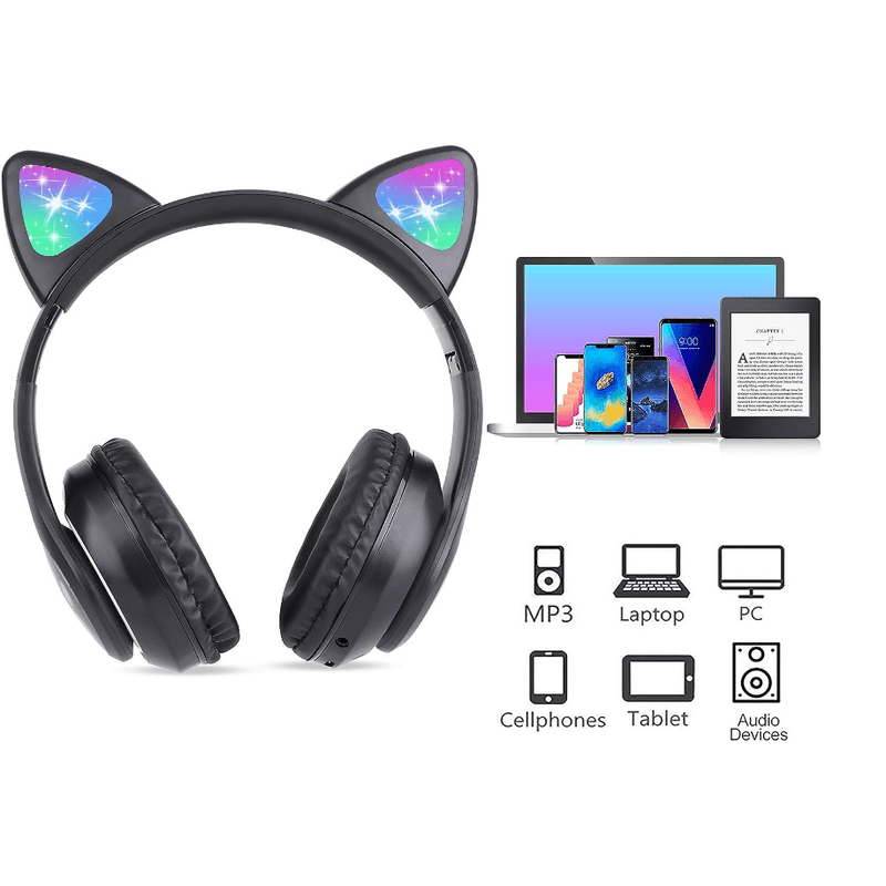 TV, Audio-Video si Foto - Portabile audio - Casti audio - Casti wireless pliabile Urechi de pisica VZV-23M NEGRE - Infinity.ro