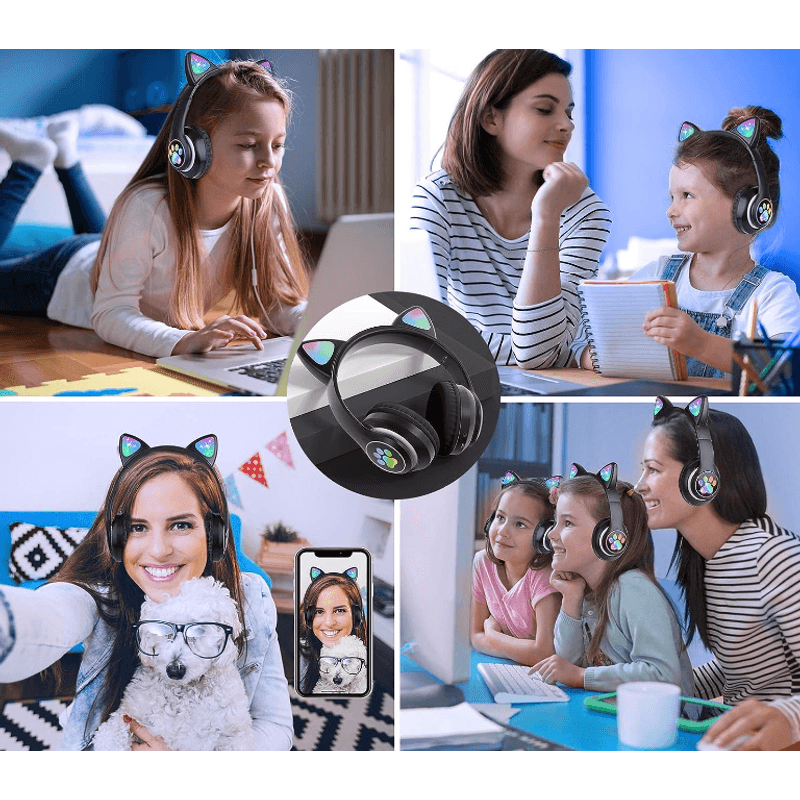 TV, Audio-Video si Foto - Portabile audio - Casti audio - Casti wireless pliabile Urechi de pisica VZV-23M NEGRE - Infinity.ro