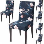 Casa si Gradina - Textile si covoare - Huse pentru mobilier - Set 6 huse pentru scaun model Albastru inchis cu flori CC-48 - Infinity.ro