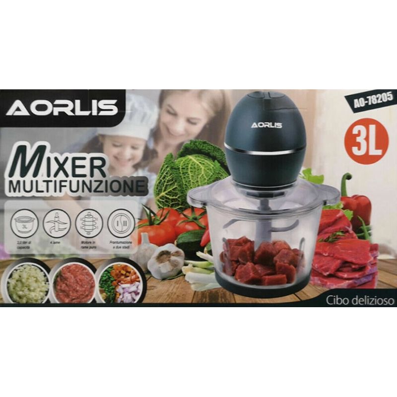 Electronice si Electrocasnice - Electrocasnice bucatarie - Mixere, tocatoare & roboti de bucatarie - Blendere si mini tocatoare - Tocator de carne si legume AO-78205 cu 4 lame - Infinity.ro