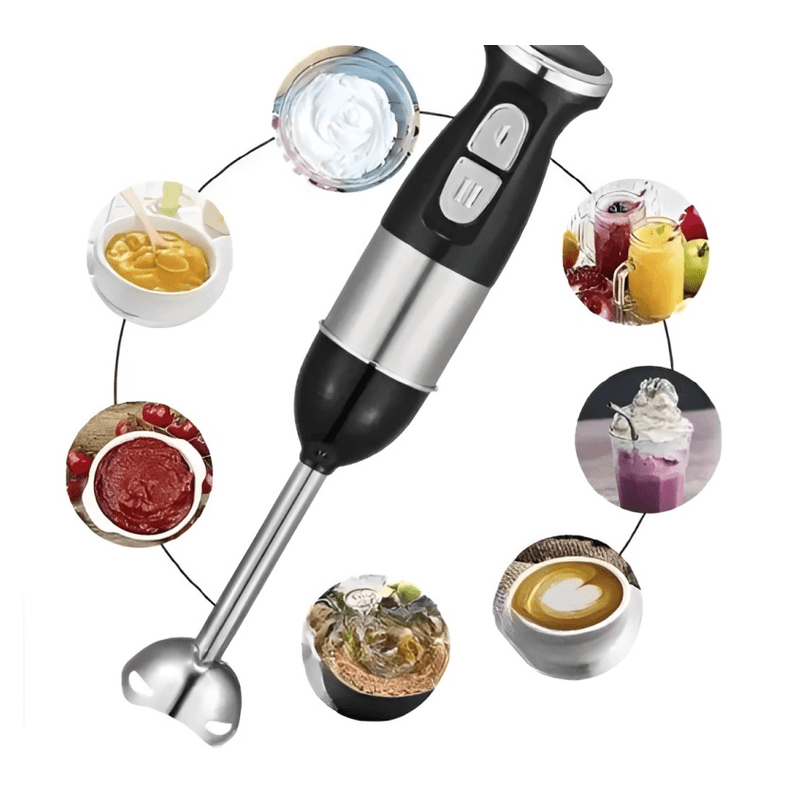 Electronice si Electrocasnice - Electrocasnice bucatarie - Mixere, tocatoare & roboti de bucatarie - Blendere si mini tocatoare - Blender de mana multifunctional cu doua trepte de viteza si doua lame din otel inoxidabil functie de mixare tocator 500W - Infinity.ro