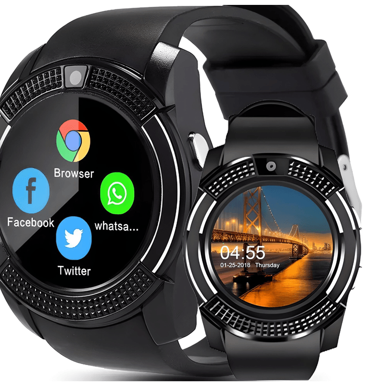 Laptop, Telefoane si Tablete - Wearables si gadgeturi - Wearables - Smartwatch-uri - Ceas Smartwatch V8 cu functie apelare SMS camera Bluetooth Android Negru - Infinity.ro