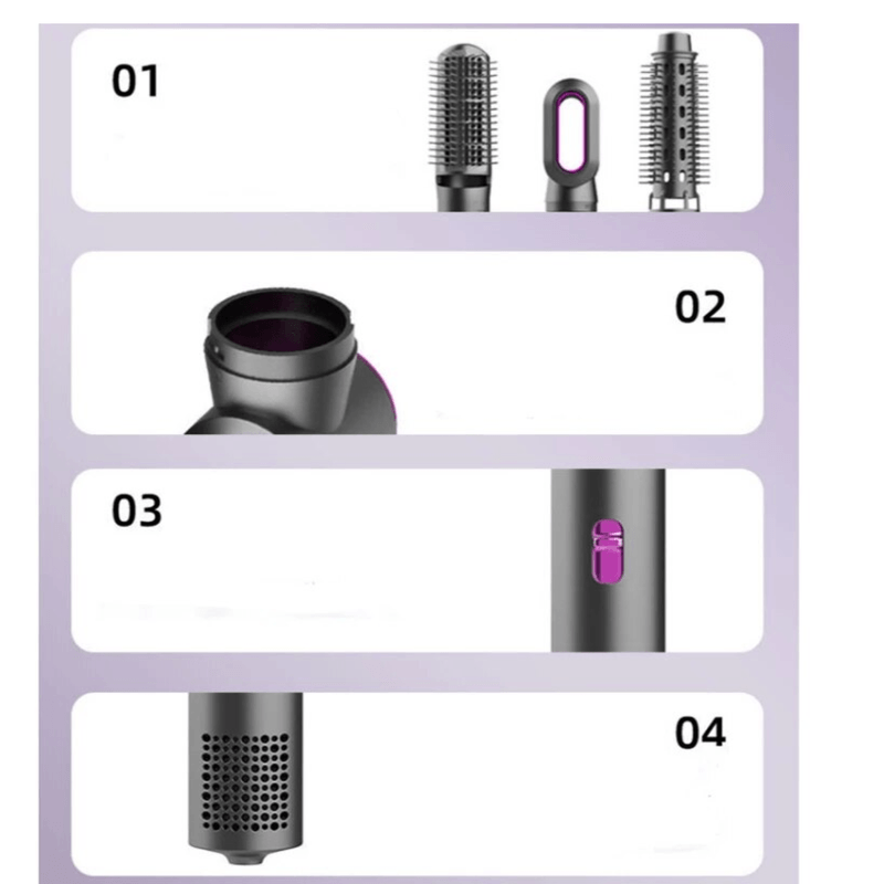 Ingrijire personala si Cosmetice - Aparate & accesorii ingrijire personala - Hair styling - Perii de par electrice - Perie de par cu aer cald Roz/Negru 3 capete de schimb - Infinity.ro