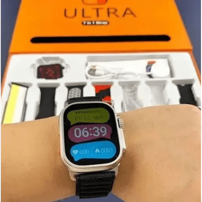 Laptop, Telefoane si Tablete - Wearables si gadgeturi - Wearables - Smartwatch-uri - Ceas smartwatch ultra 3 cu 7 bratari culori diferite Ecran tactil HD - Infinity.ro