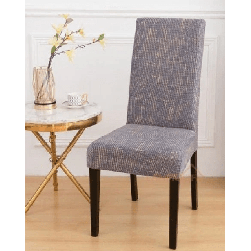 Casa si Gradina - Textile si covoare - Huse pentru mobilier - Set 6 huse pentru scaun model Gri cu dungi galbene CC-59 - Infinity.ro