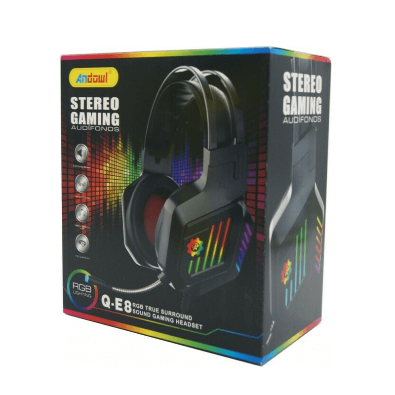 PC, gaming si accesorii - Gaming - Accesorii gaming - Controlere, Volane si Casti gaming - Casti Andowl Q E8 Over Ear Gaming cu conexiune 2x3,5mm / USB Negru - Infinity.ro